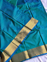 Load image into Gallery viewer, Minimalist Semi Silk Saree x Gold Zari - Peacock
