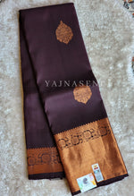 Load image into Gallery viewer, Midnight - Pure Kanjivaram Silk Saree with Copper Zari
