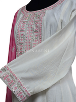 Load image into Gallery viewer, SAMIRA [XXL/44] - Flared Kurti Set (White x Pink)
