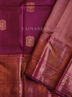 Load image into Gallery viewer, Royal Burgundy - Pure Kanjivaram Silk Saree with Copper Zari
