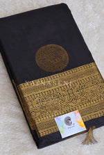 Load image into Gallery viewer, Semi Soft Silk Gold Zari Saree - Black
