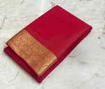Load image into Gallery viewer, Semi georgette saree x brocade blouse : Red
