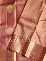 Load image into Gallery viewer, Peachy - Pure Kanjivaram Silk Saree with Copper Zari
