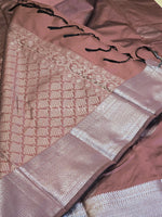 Load image into Gallery viewer, Semi Soft Silk Silver Zari Saree - Rose Taupe
