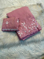 Load image into Gallery viewer, Textured Chiffon Saree | The Pastel Edit : Mauve
