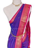 Load image into Gallery viewer, Kalyani Cotton Saree - Gold Zari : Purple Garnet x Hot Pink
