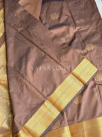 Load image into Gallery viewer, Kolam Motifs x Semi Soft Silk Saree - Chocolate Brown
