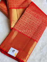 Load image into Gallery viewer, Crimson - Pure Kanjivaram Silk Saree with Gold Zari
