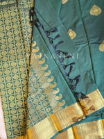 Load image into Gallery viewer, Soft Silk x Gold Zari Saree - Bottle Green
