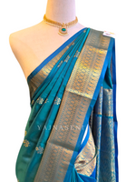 Load image into Gallery viewer, Dainty Motifs x Semi Soft Silk Saree - Peacock
