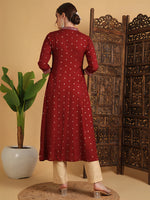 Load image into Gallery viewer, DAAKINI [S/36] - Semi-Flared Kurti Dress (Maroon)
