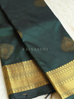 Load image into Gallery viewer, Soft Silk x Gold Zari Saree - Timber Green
