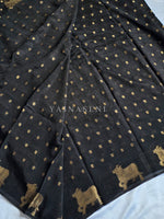 Load image into Gallery viewer, Viscose Georgette Saree : Mini Motifs  x Gomatha - Black

