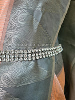 Load image into Gallery viewer, Hipchain - Triple layer white stones (silver)
