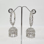 Load image into Gallery viewer, KASHMIRA ring jhumkas (silver-white)
