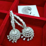 Load image into Gallery viewer, KASHMIRA ring jhumkas (silver-white)
