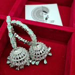 Load image into Gallery viewer, KASHMIRA ring jhumkas (silver-mint)
