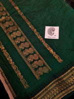 Load image into Gallery viewer, Kalyani Cotton Saree - Ash Grey with Dark Green
