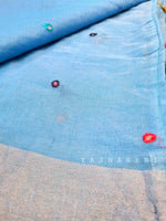 Load image into Gallery viewer, Mirror work on semi linen saree - Blue
