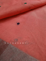 Load image into Gallery viewer, Mirror work on semi linen saree - Peachy Pink
