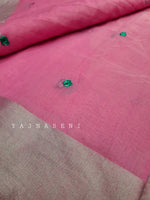 Load image into Gallery viewer, Mirror work on semi linen saree - Pink

