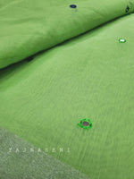 Load image into Gallery viewer, Mirror work on semi linen saree - Green
