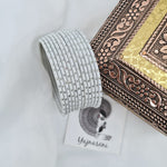 Load image into Gallery viewer, Matte dot Bangles - White (silver dots)
