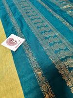 Load image into Gallery viewer, Kalyani Cotton Saree - Lime Green with Turquoise
