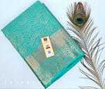 Load image into Gallery viewer, Turquoise - Pure Kanjivaram Silk Saree with Copper Zari

