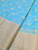 Load image into Gallery viewer, SilverGold Banarasi x SemiGeorgette Saree - Blue
