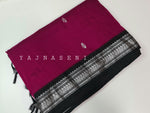 Load image into Gallery viewer, Kalyani Cotton Saree - Silver Zari : Magenta x Black
