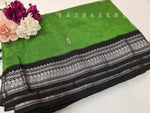 Load image into Gallery viewer, Kalyani Cotton Saree - Silver Zari : Parrot x Black
