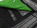 Load image into Gallery viewer, Kalyani Cotton Saree - Silver Zari : Parrot x Black
