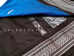 Load image into Gallery viewer, Kalyani Cotton Saree - Silver Zari : Cerulean x Black
