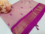 Load image into Gallery viewer, Kalyani Cotton Saree - Light Pink with Fuchsia (with butta)

