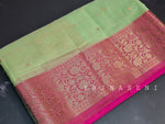 Load image into Gallery viewer, Banarasi , Kora Organza Saree - Lime x Pink
