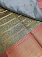 Load image into Gallery viewer, Banarasi , Kora Organza Saree - Grey x Pink
