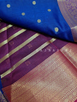 Load image into Gallery viewer, Banarasi , Kora Organza Saree - Blue x Purple
