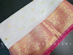 Load image into Gallery viewer, Banarasi , Kora Organza Saree - White x Pink
