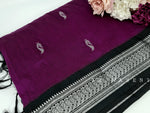 Load image into Gallery viewer, Kalyani Cotton Saree - Silver Zari : Violet x Black
