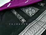 Load image into Gallery viewer, Kalyani Cotton Saree - Silver Zari : Violet x Black
