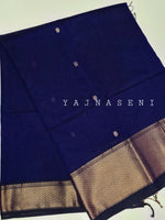 Load image into Gallery viewer, Maheswari Silk Cotton Saree - Navy Blue

