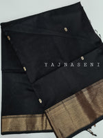 Load image into Gallery viewer, Maheswari Silk Cotton Saree - Black
