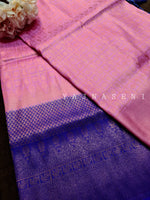 Load image into Gallery viewer, Banarasi Soft Silk Copper Zari Saree - Carnation Pink x Persian Blue
