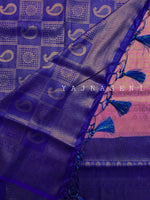 Load image into Gallery viewer, Banarasi Soft Silk Copper Zari Saree - Carnation Pink x Persian Blue
