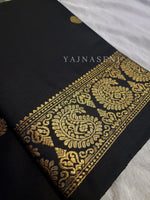 Load image into Gallery viewer, Cotton Silk Saree - Black x Gold
