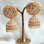 Load image into Gallery viewer, KRISHA jhumkas (rosegold x pearls)
