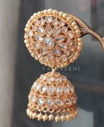 Load image into Gallery viewer, KRISHA jhumkas (rosegold x pearls)

