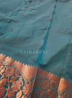 Load image into Gallery viewer, Kanchi semi soft silk x Copper zari saree - Teal
