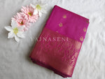 Load image into Gallery viewer, Kanchi semi soft silk x Copper zari saree - Pink
